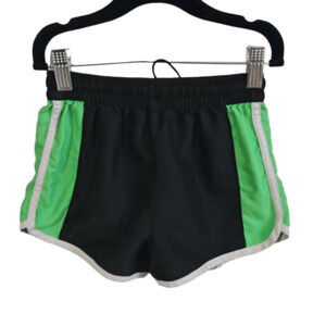 BCG Kids Size S Pull On Athletic Shorts Black Green Track Stripe Sporty Gym
